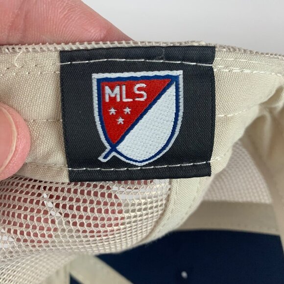 Sporting KC MLS Navy Blue Beige Adidas Relaxed Fit Strapback Hat - Picture 6 of 6